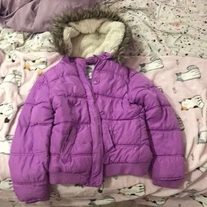 Justice Kids’ Purple Puffer Winter Coat